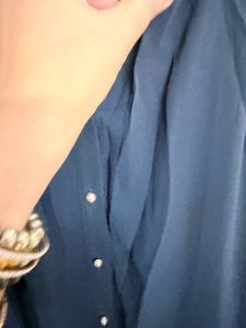 Elegant Blue Pearl Embellished Top