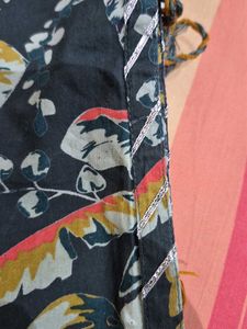 Boho Floral Print Kurta with Tassels