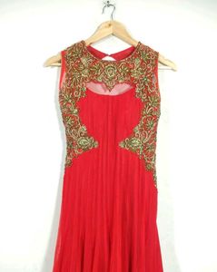 Red Embroidered Anarkali Gown
