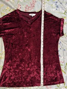 Crushed Velvet V-Neck Top