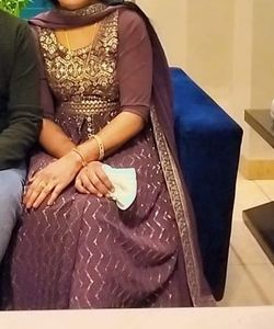 Anarkali kurta set with plazoo and dupatta