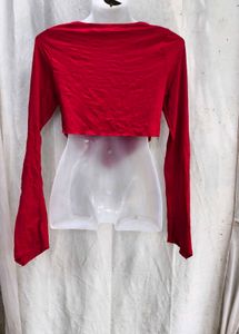 81209. Chic Red V-Neck Twist Front Long Sleeve Top