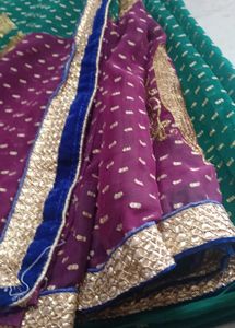 Women's Traditional Saree – Green &amp; Purple
