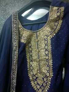 Navy Blue Embellished Sharara Suit
