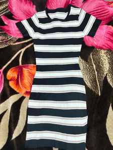 Striped Knit Midi Dress