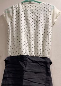 Trending Polka Dot dark grey and white top