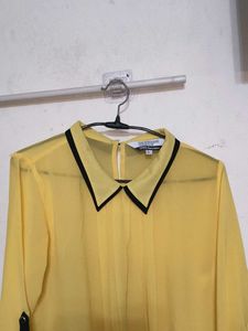 Yellow Blouse with Black Collar Detail(unused)