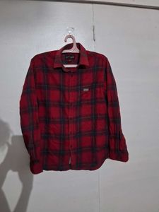 Men's Red Plaid Long Sleeve Shirt