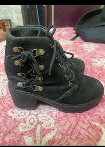Black Lace-Up Ankle Boots