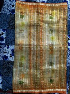 Elegant Orange Striped Saree