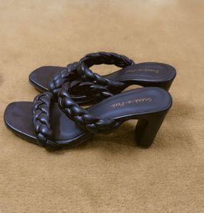 Stylish Black Braided Heeled Sandals