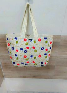 Embroidered Floral Tote Bag