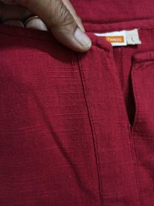 Maroon Khadi Textured Kurta