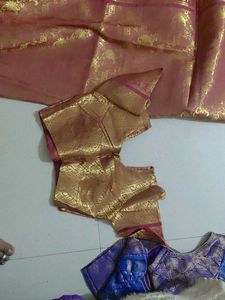 Elegant Pink &amp; Gold Silk Saree