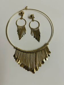 Gold-tone Fringe Choker Necklace