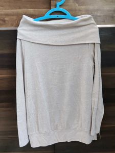 Cream Off-Shoulder Long Sleeve Top