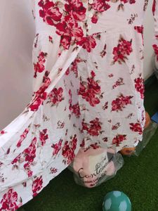 Elegant White Floral Cotton Dress