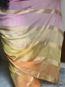 Vibrant Striped cotton Silk Blend Saree
