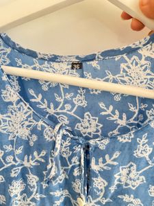 Blue Floral Print Top