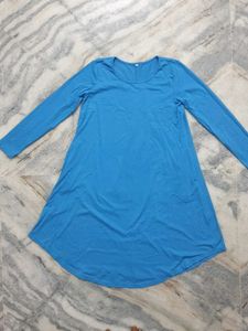 👗Blue Long Sleeve Casual Dress