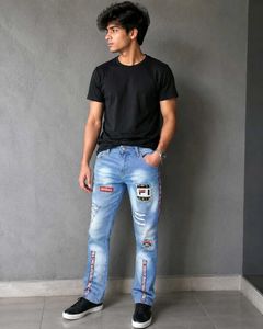 Distressed Patchwork Jeans