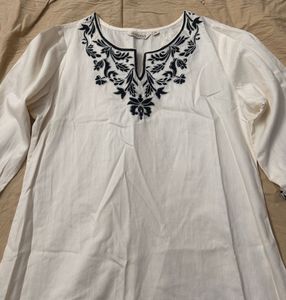 White Kurta with Black Embroidery