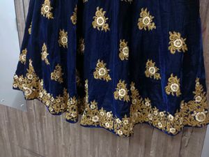 Royal blue velvet bridal Lehenga
