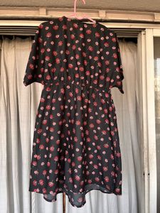Floral Print Black Mini Dress