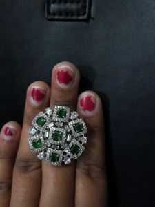 pure silver Stunning Emerald & Diamond Statement R