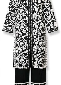Embroidered Kurta Set with Mirror Work