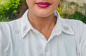 Embellished White Collared Shirt