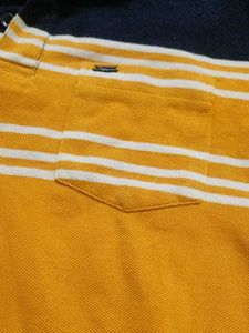 Men's Orange &amp; Navy Striped Polo Shirt