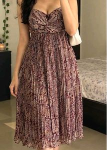 Maroon Printed Midi Dress