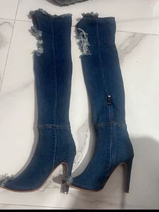 Denim Thigh-High Boots 36 size  eur -36