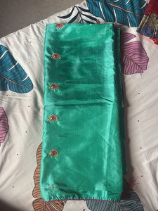 Elegant Teal Saree with Embroidery