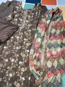 Banarsi silk stitched kurta set