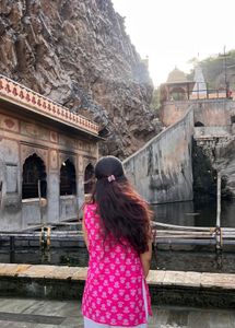 Pink Printed Cotton Kurta
