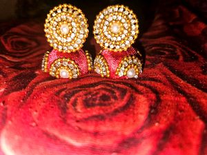 Red Silk Thread Earrings