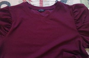 Maroon Puff Sleeve Top