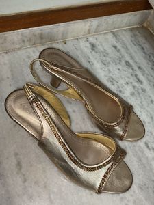 Elegant Gold Embellished Heels