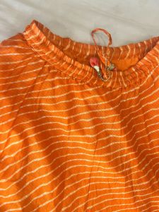 Vibrant Orange Striped Skirt