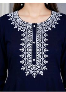 Elegant Navy Blue Embroidered Kurta