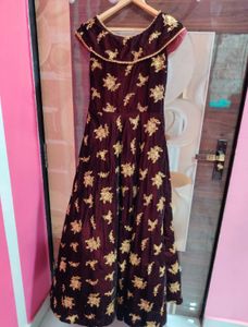 Elegant Maroon Embroidered Gown