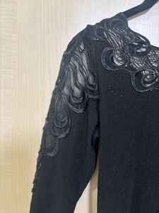 Elegant Black Lace Trim Top