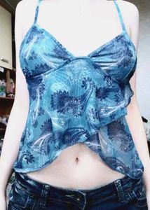 Blue boho paisley print cami top