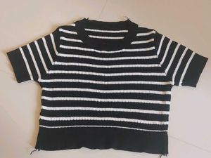 Black & White Striped Knit Top