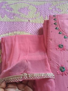 Embroidered Pink Kurta Fabric