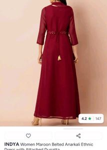 Maroon Ethnic Gown with Embellishments