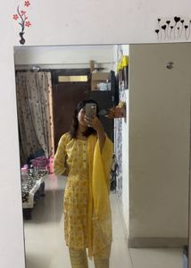 Yellow Printed Kurta Set