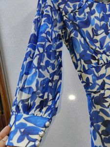 Chic Blue Floral Midi Dress